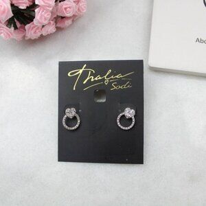Fashion Ladies Rhinestone Silver Tone Earrings